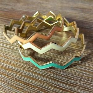 Enameled Metal Chevron Bangle Bracelets
